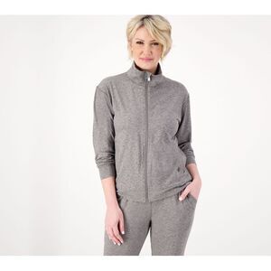 Gymwrap Women's Jacket Sz M Heathered Knit Zip-Up with Side Pockets Gray A591679